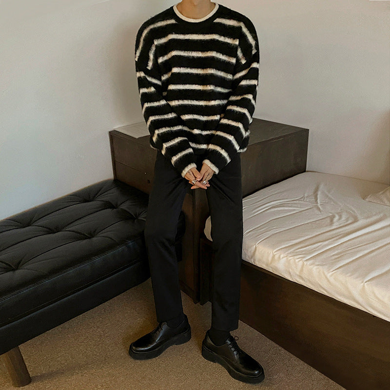 Striped Sweater Men's Autumn And Winter Korean Style Trend Loose