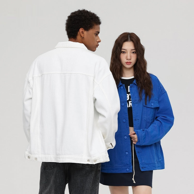 Simplicity Solid Color Loose Denim Jacket