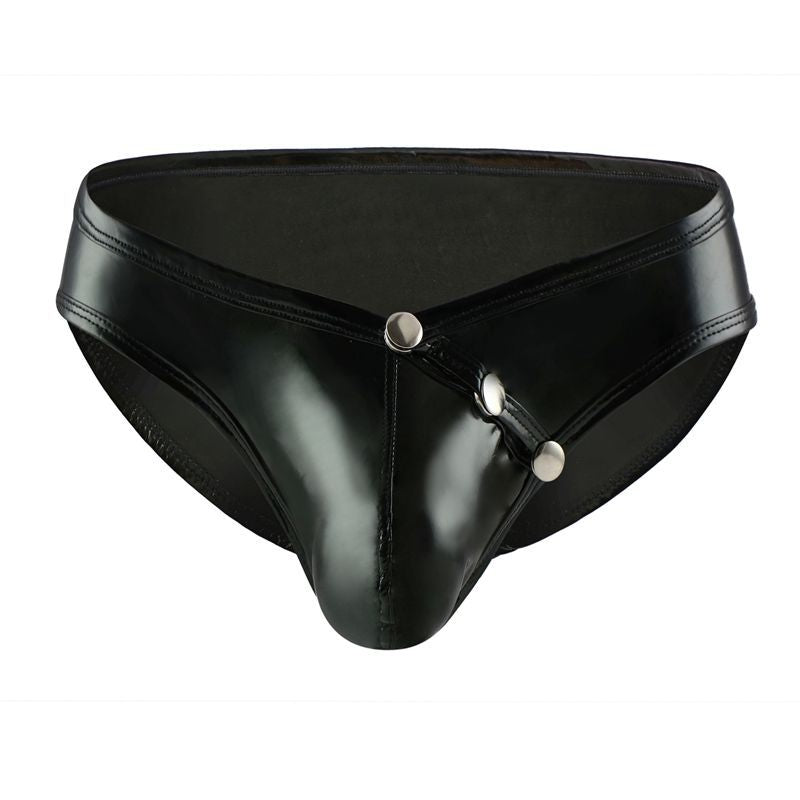 Men's Faux Leather Briefs Patent Leather U Convex Low Waist Panties