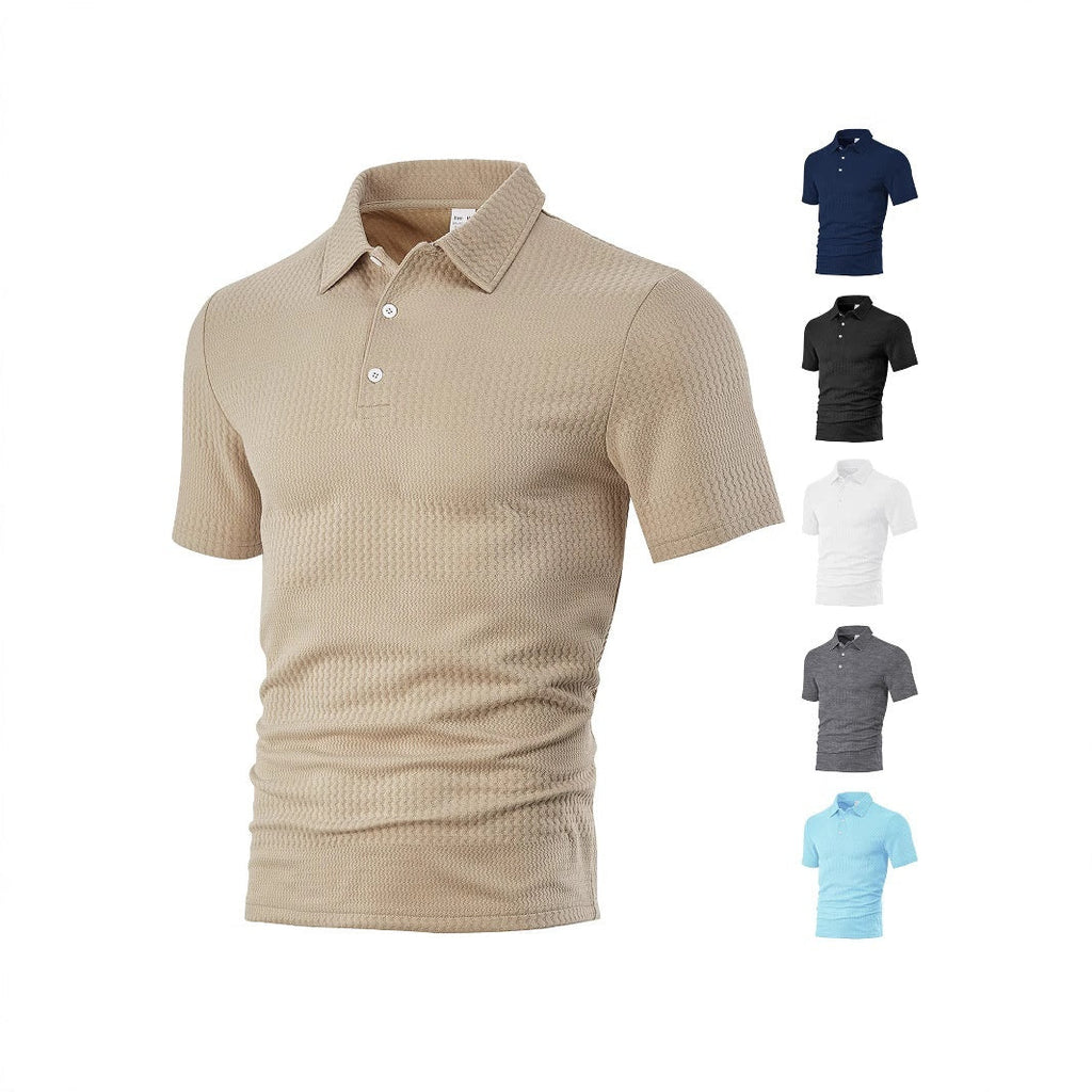 Men's Loose Casual Lapel Jacquard Short Sleeve