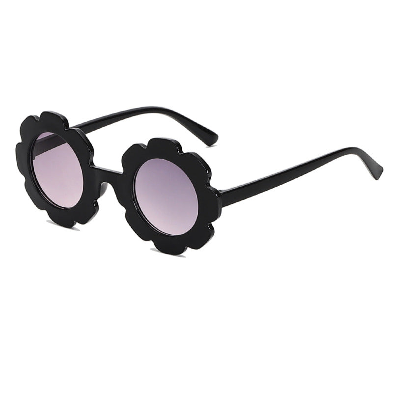Children's Cute Sunflower Round Frame Sunglasses