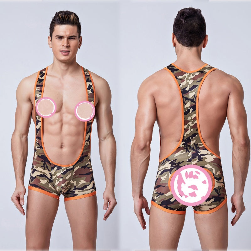 Men's Sexy Camouflage One-piece Sexy Underwear