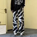 Zebra Stripe Jeans Men's Loose-fitting Wide-leg Trousers