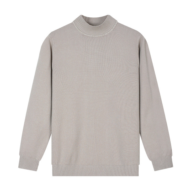 Autumn And Winter High-end Semi-turtleneck Sweater For Men, Solid Color Versatile Lazy Warm Knitted Undershirt
