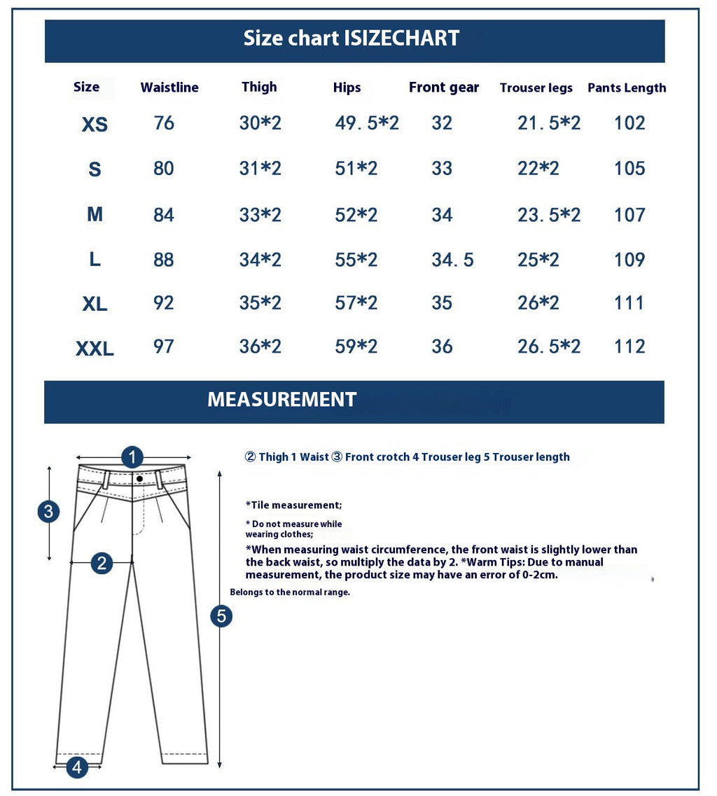 Men's Multi-pocket Striped Outdoor Primary Color Jeans