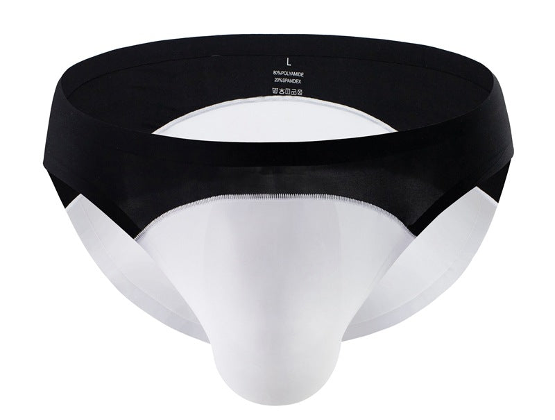 Men's Seamless Briefs Ice Silk Color Matching Low Waist Breathable