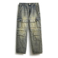 Washed Worn Jeans Men's Multi-pocket Loose Trousers