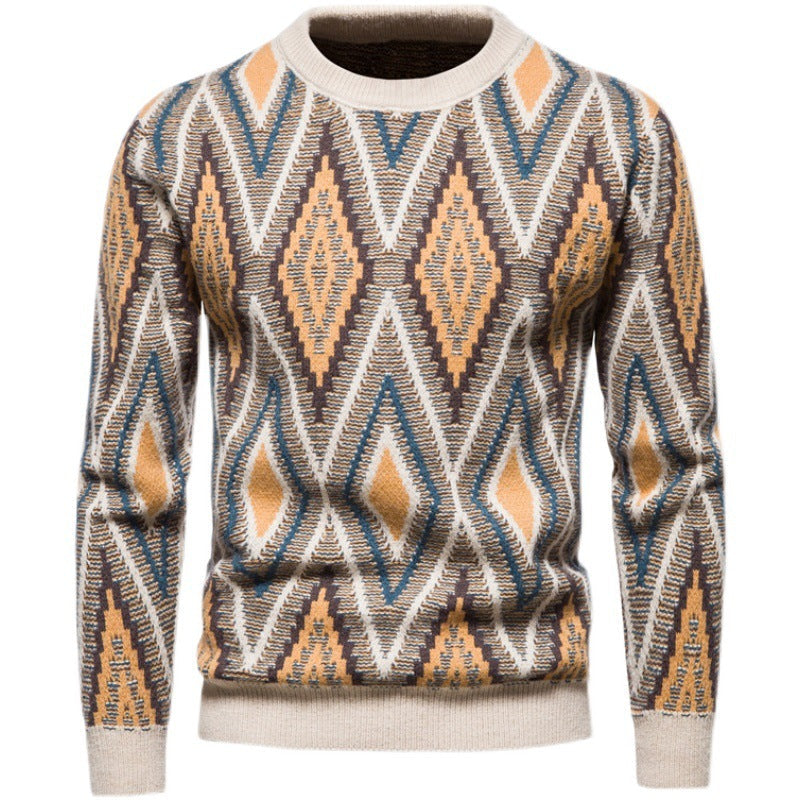 Lingge Slim Jacquard Sweater Fashion Knit Top