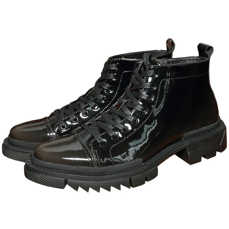 Zipper High Top Shoes Men's Leather Personalized Gradient Color