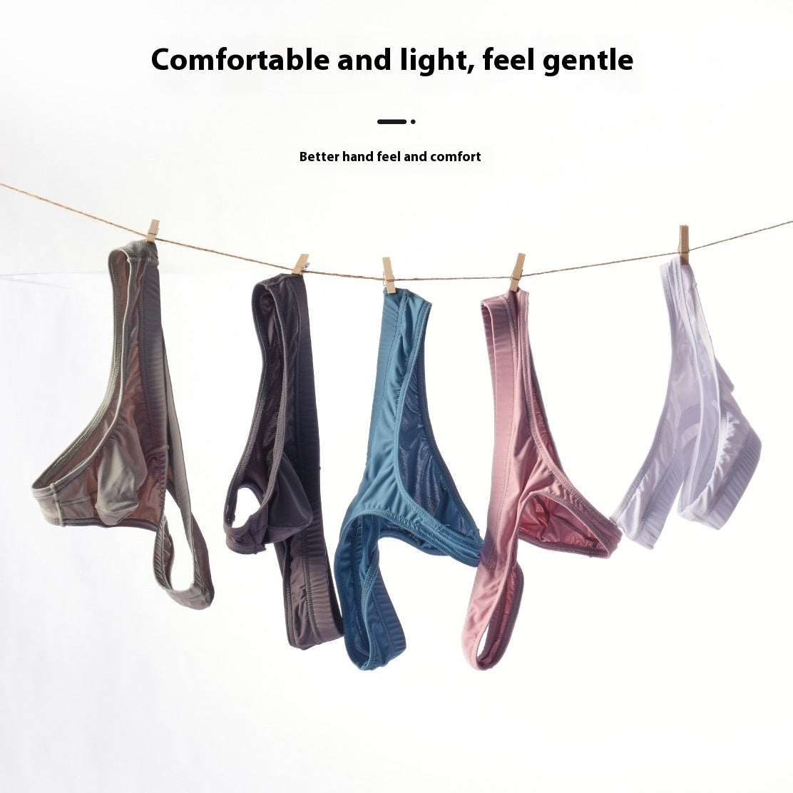 Men's Transparent Ice Silk T-shaped Panties Shorts Plus Size