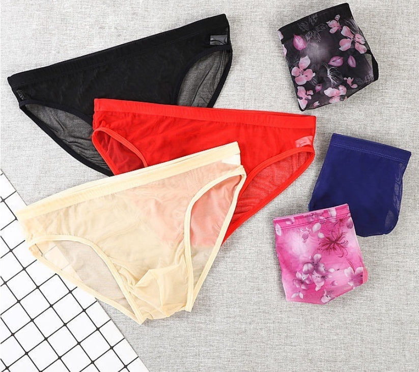 Men's Underwear Ice Silk Briefs Fully Transparent Seamless Shorts