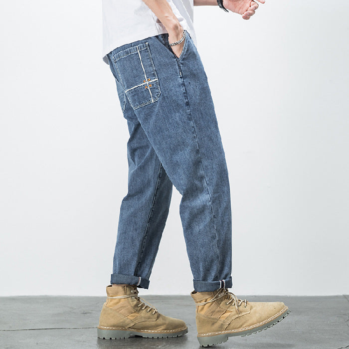 Men's Loose Plus Size Elastic Waist Jeans