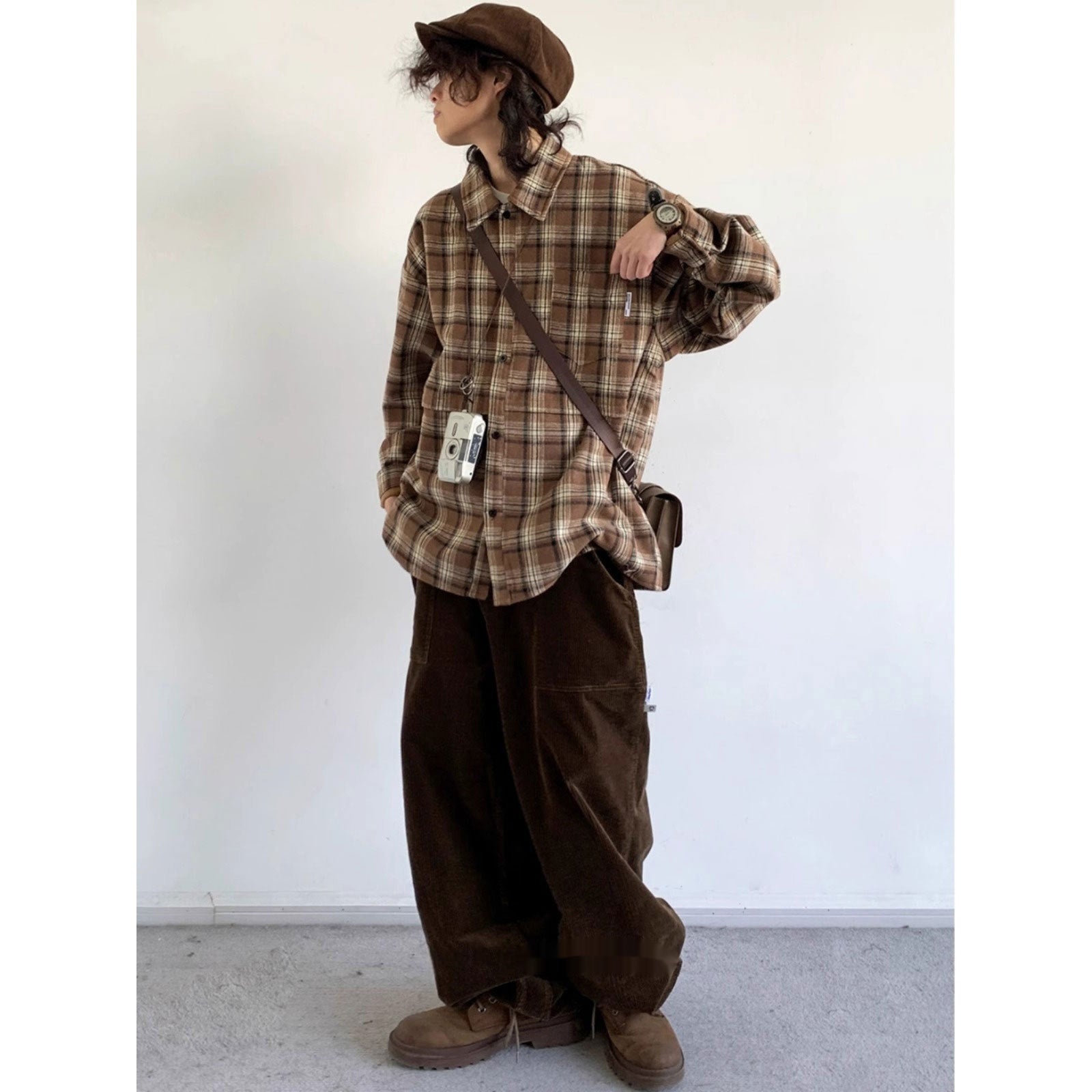Retro Plaid Shirt For Boys Autumn And Winter New Loose Long Sleeve Neutral Shirt Coat