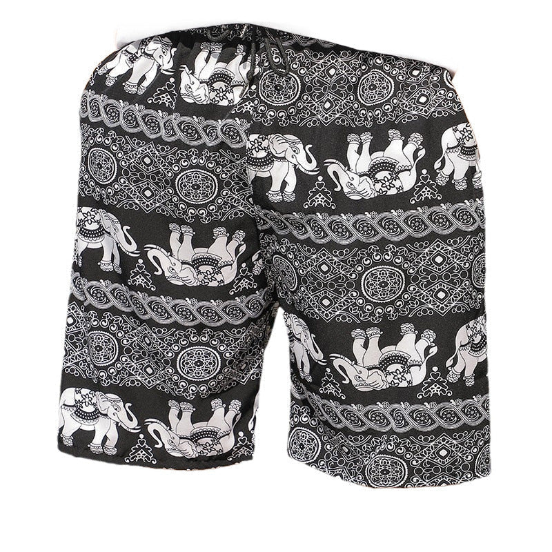 Summer Beach Pants Men's Loose Casual Fifth Pants Ice Silk High Elasticity Quick-drying