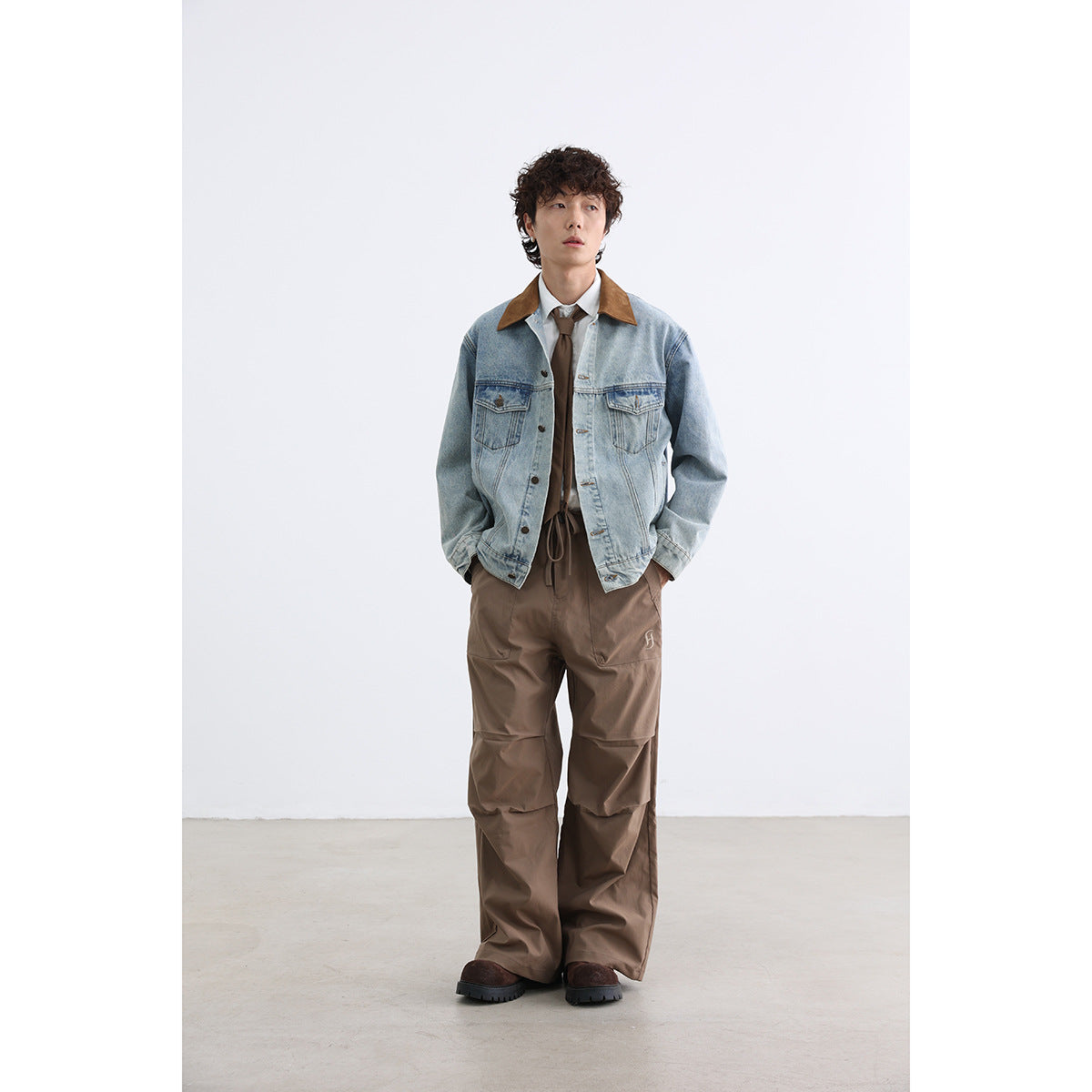 Boys Retro Washed Ice Blue Casual Denim Jacket