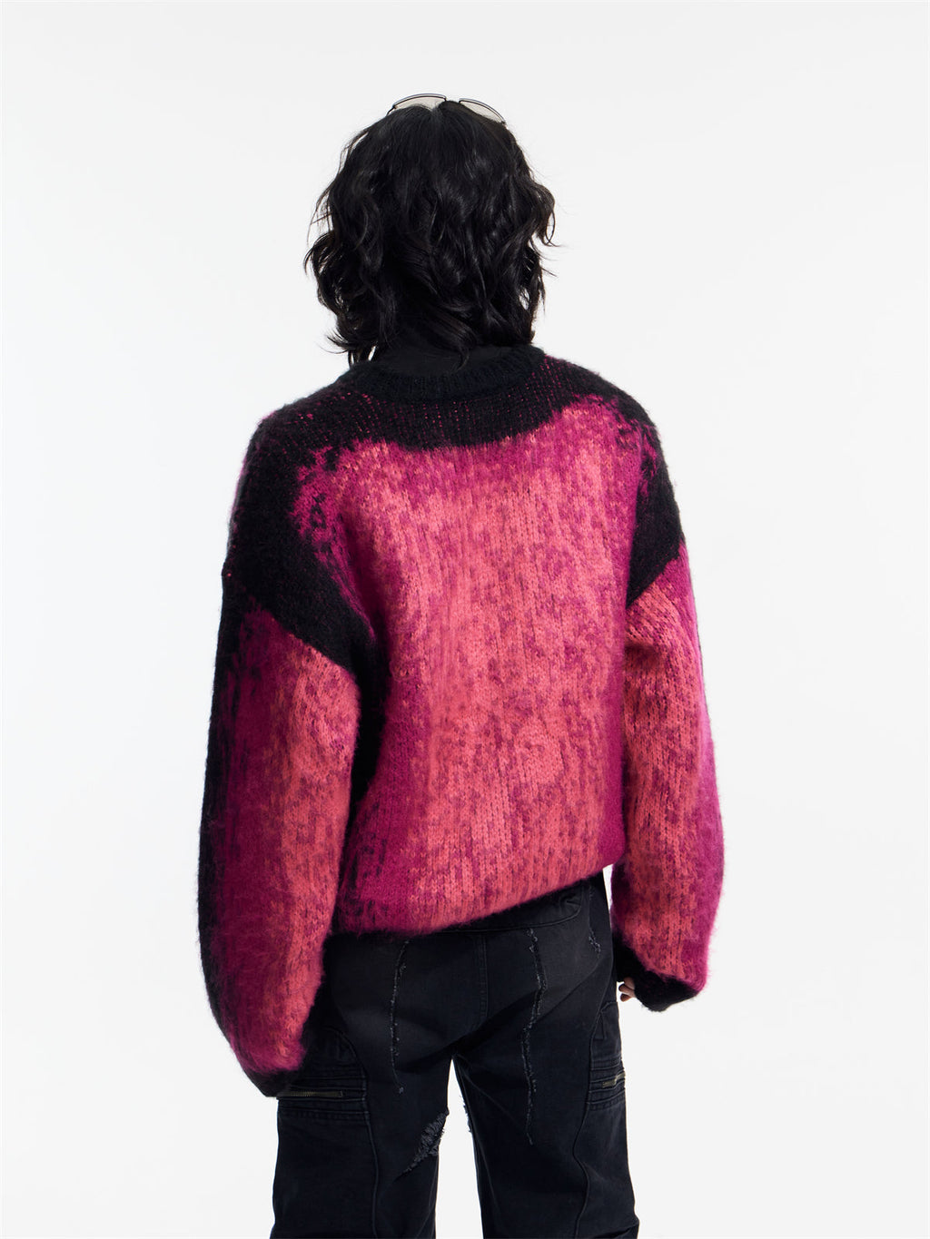 Gradient Design Super Warm Sweater Round Neck Loose Top