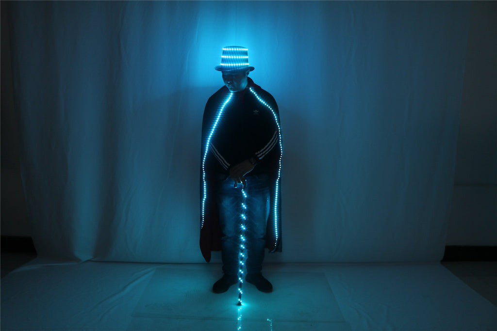 Glowing Led Hat Cloak Cosplay Jazz Dance Magic Crutches
