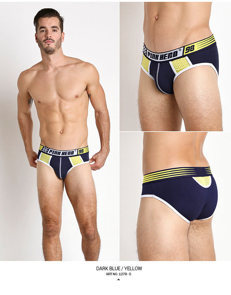 Men's Underwear Wholesale Sports Color Matching Mesh Breathable Comfortable Men's Briefs 1278