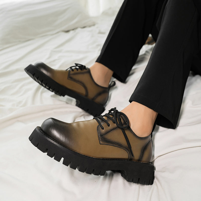 Men's Leather Thick Sole High And Low Top Martin Shoes