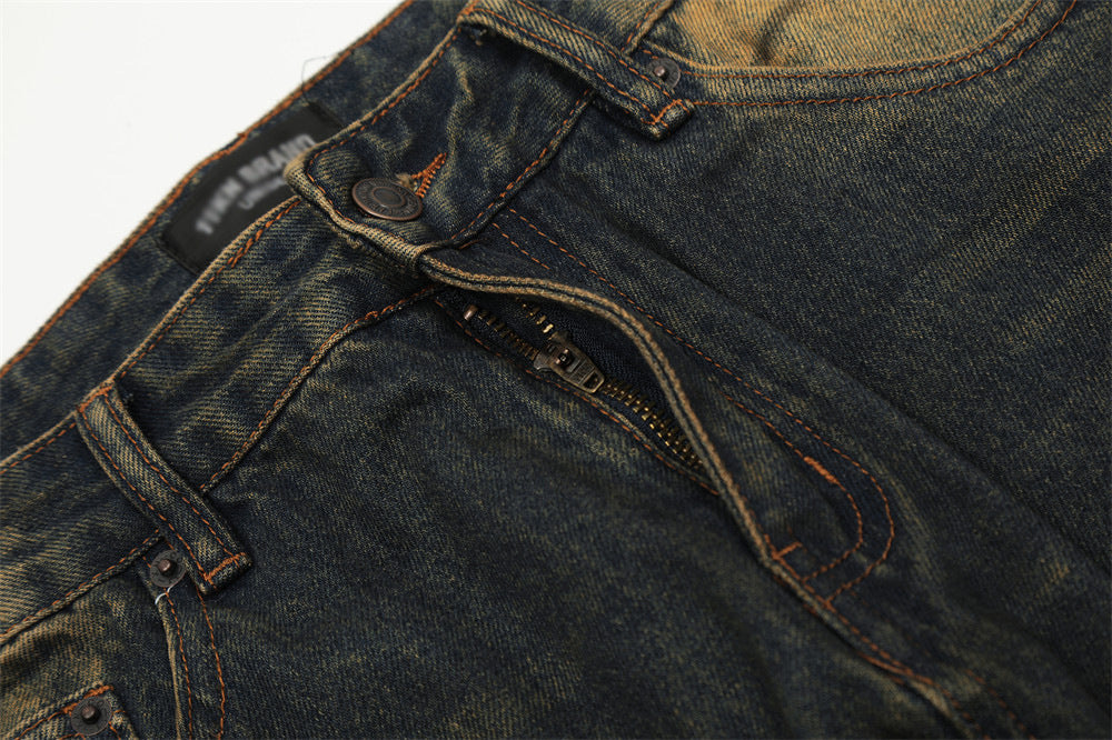 European And American Bootleg Pants Men's Design Niche Split Stitching Loose-fitting Wide-leg Trousers