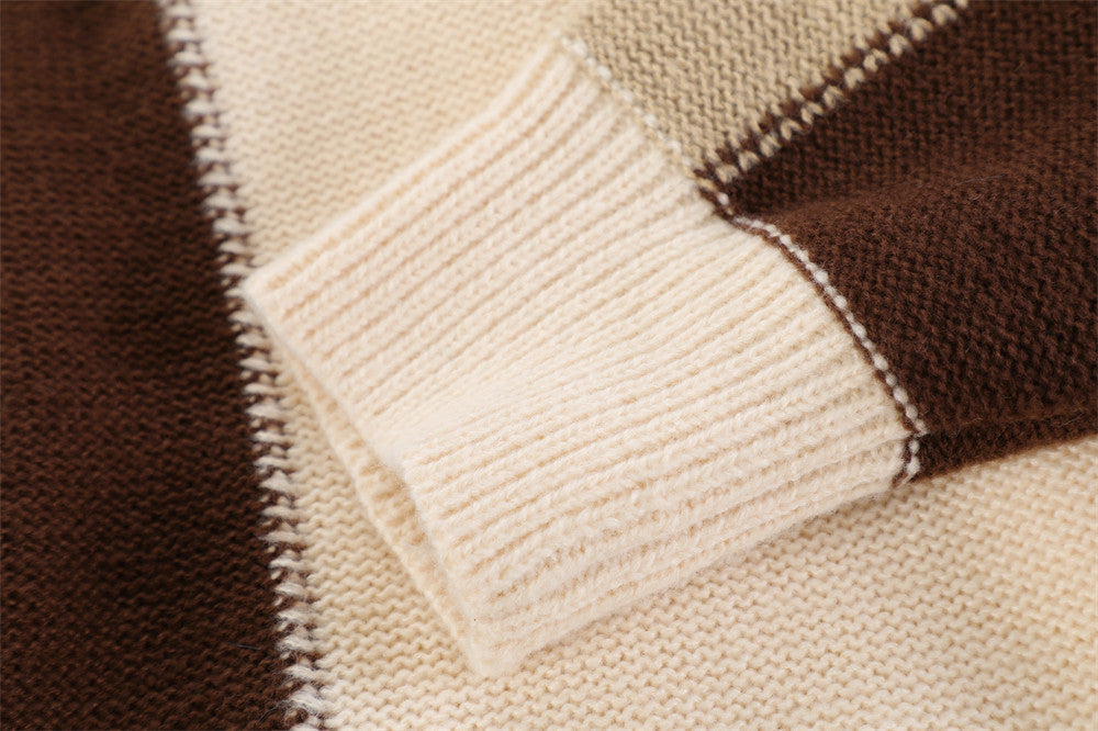 Fashion Brand Color Matching Stitching Vertical Stripes