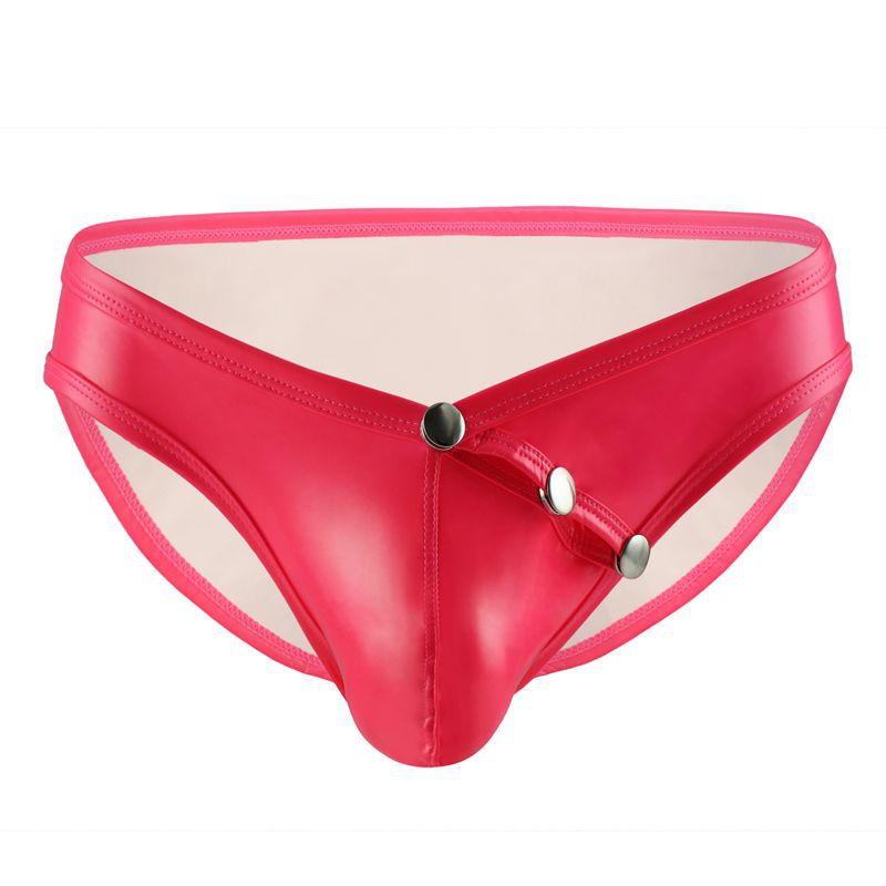 Men's Faux Leather Briefs Patent Leather U Convex Low Waist Panties