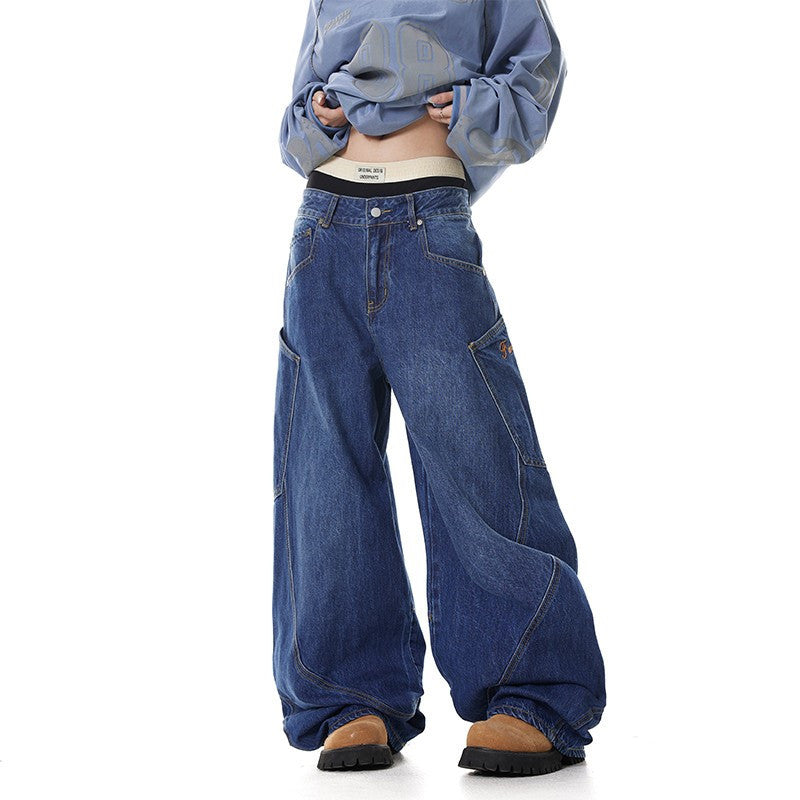 American Retro Design Large Pocket Machete Jeans