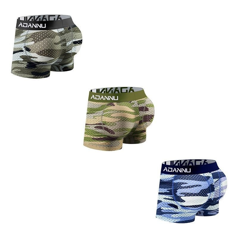 Camouflage Mesh Breathable Removable Cup Hip Cushion Men's Hip Lifting Underwear