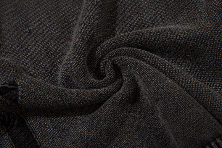 Heavy-duty Washed Make Old Ripped Round Neck Sweater