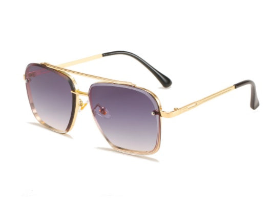 Double Bridge Cut Metal Glasses Sunglasses