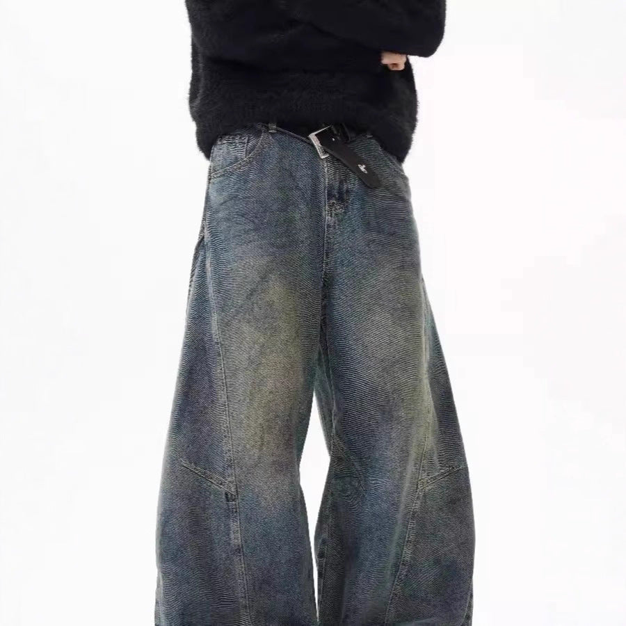 American Retro Distressed Deconstructed Washed Machete Jeans For Men And Women