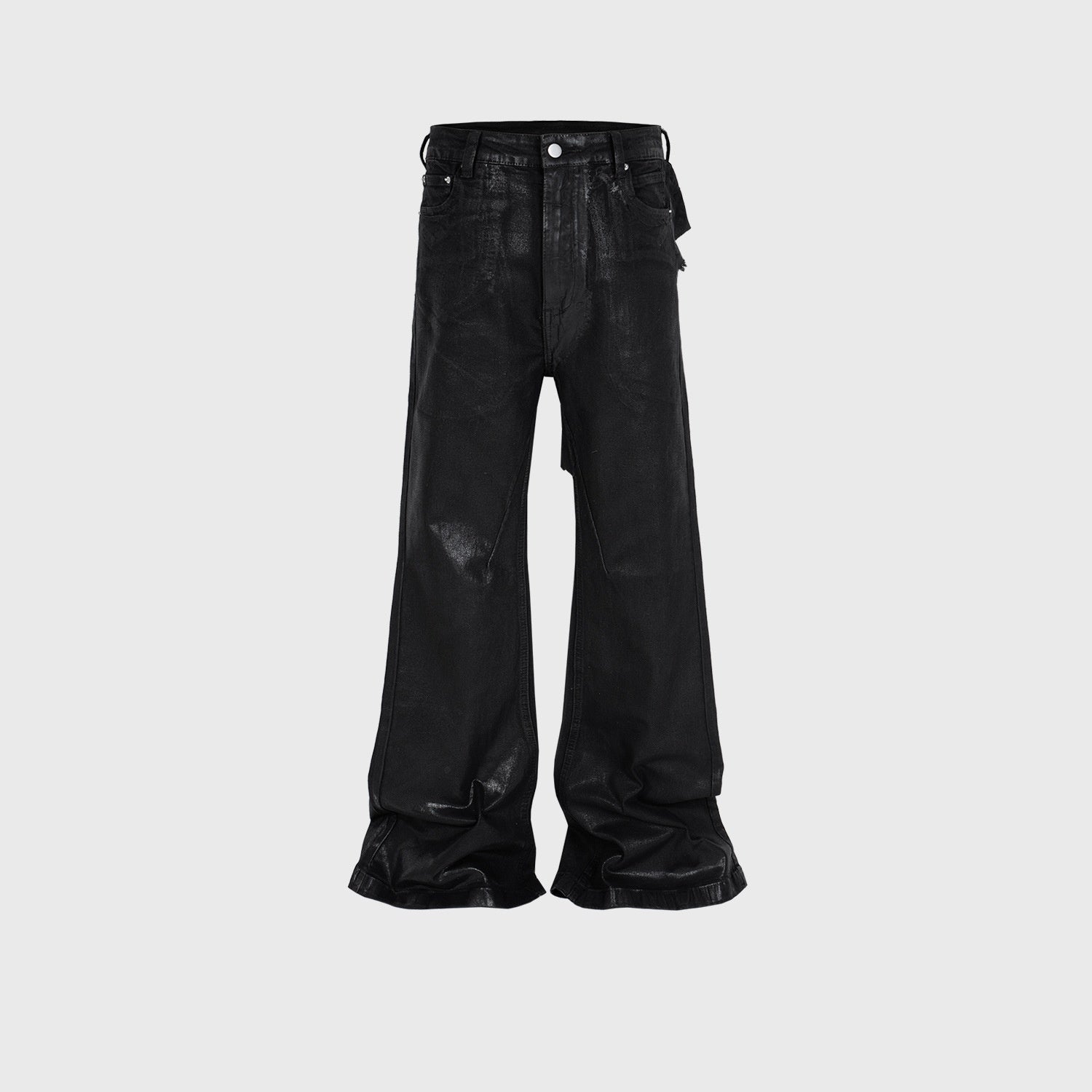 Men's Vinyl Coated Bootcut Trousers Stitching Damaged Jeans