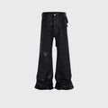 Men's Vinyl Coated Bootcut Trousers Stitching Damaged Jeans