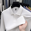 Mercerized Cotton Long-sleeved Polo Shirt Men's Spring And Autumn Casual Clothing For Middle-aged Dad Breathable Bottoming