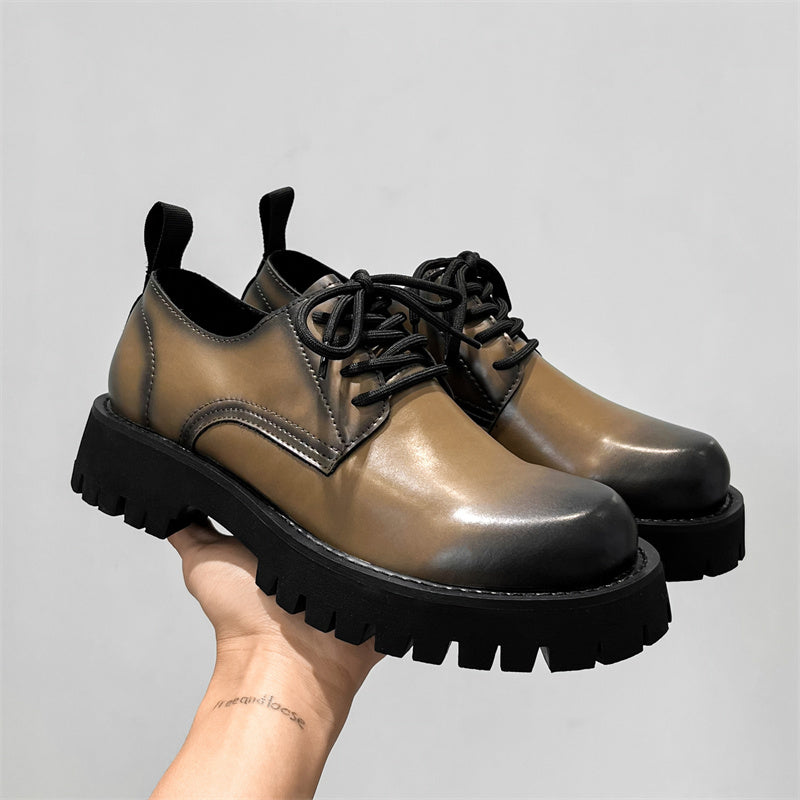 Men's Leather Thick Sole High And Low Top Martin Shoes