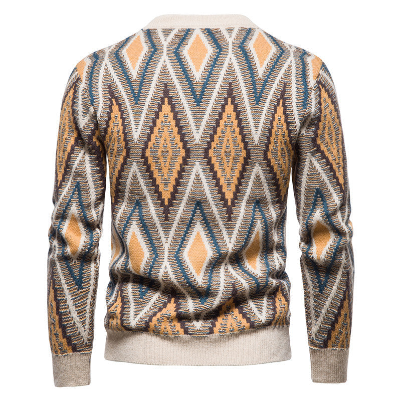 Lingge Slim Jacquard Sweater Fashion Knit Top