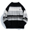 Japanese Style Men's Clothing Vintage Stripe Round Neck Sweater