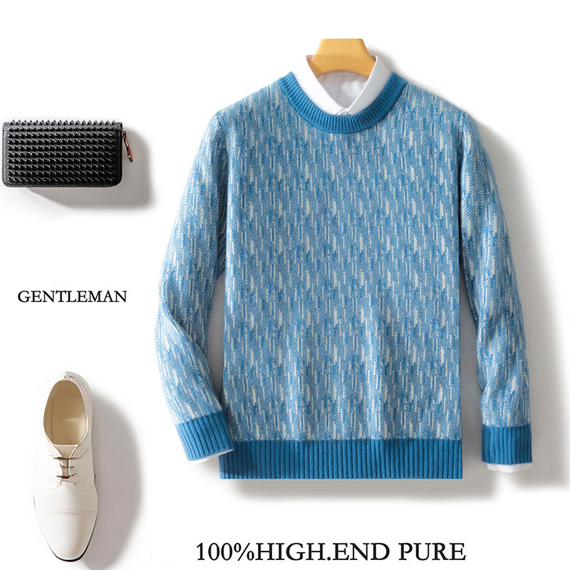 Seven-pin Thick Round Neck Woolen Sweater For Men