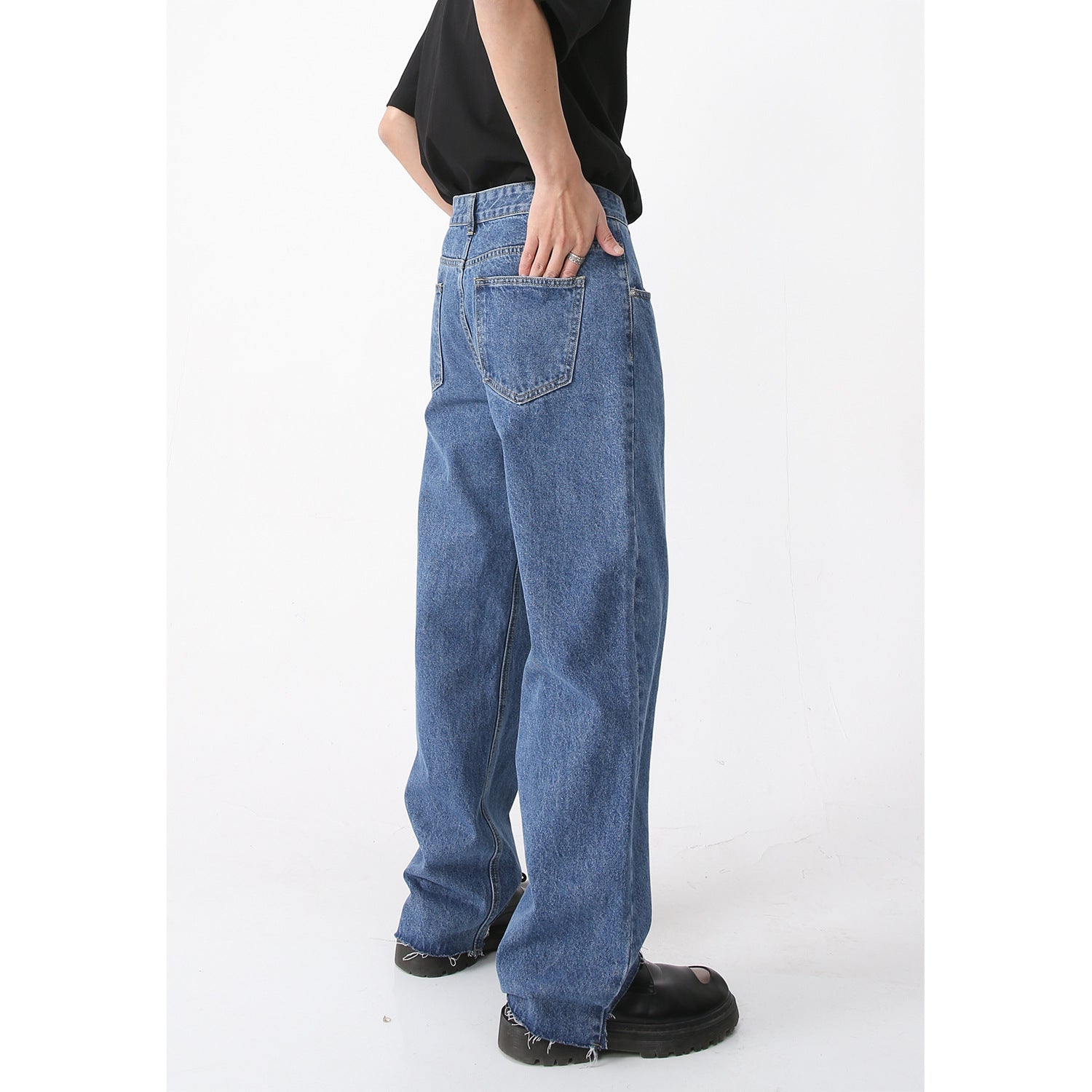Retro Casual Irregular Slit Simple Jeans