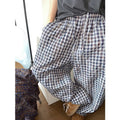 Retro Easy Matching Gradient Color Painted Bubble Plaid Casual Pants