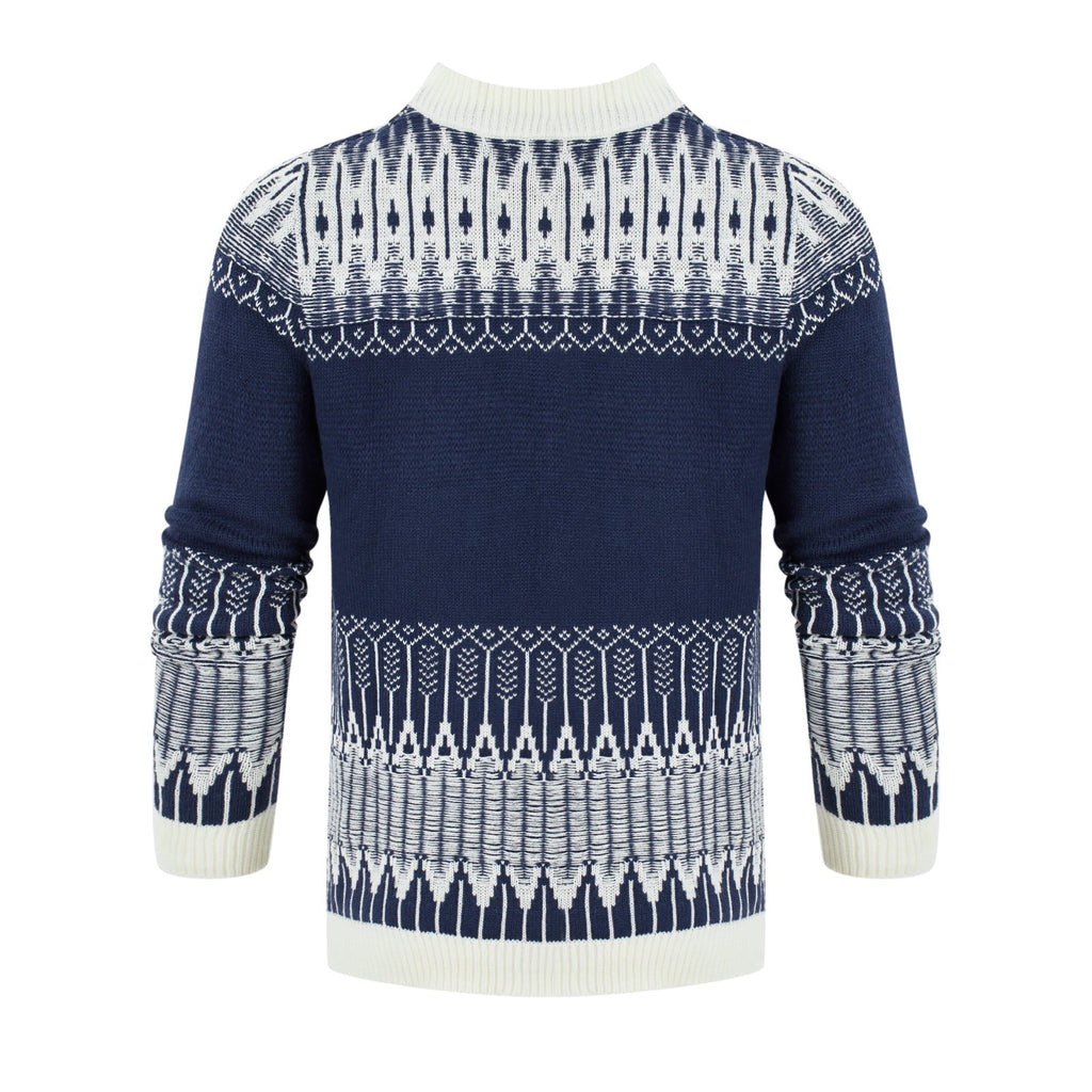 Men's Crewneck Pullover Sweater Unisex Fair Isle Long Sleeve Knitted Sweater