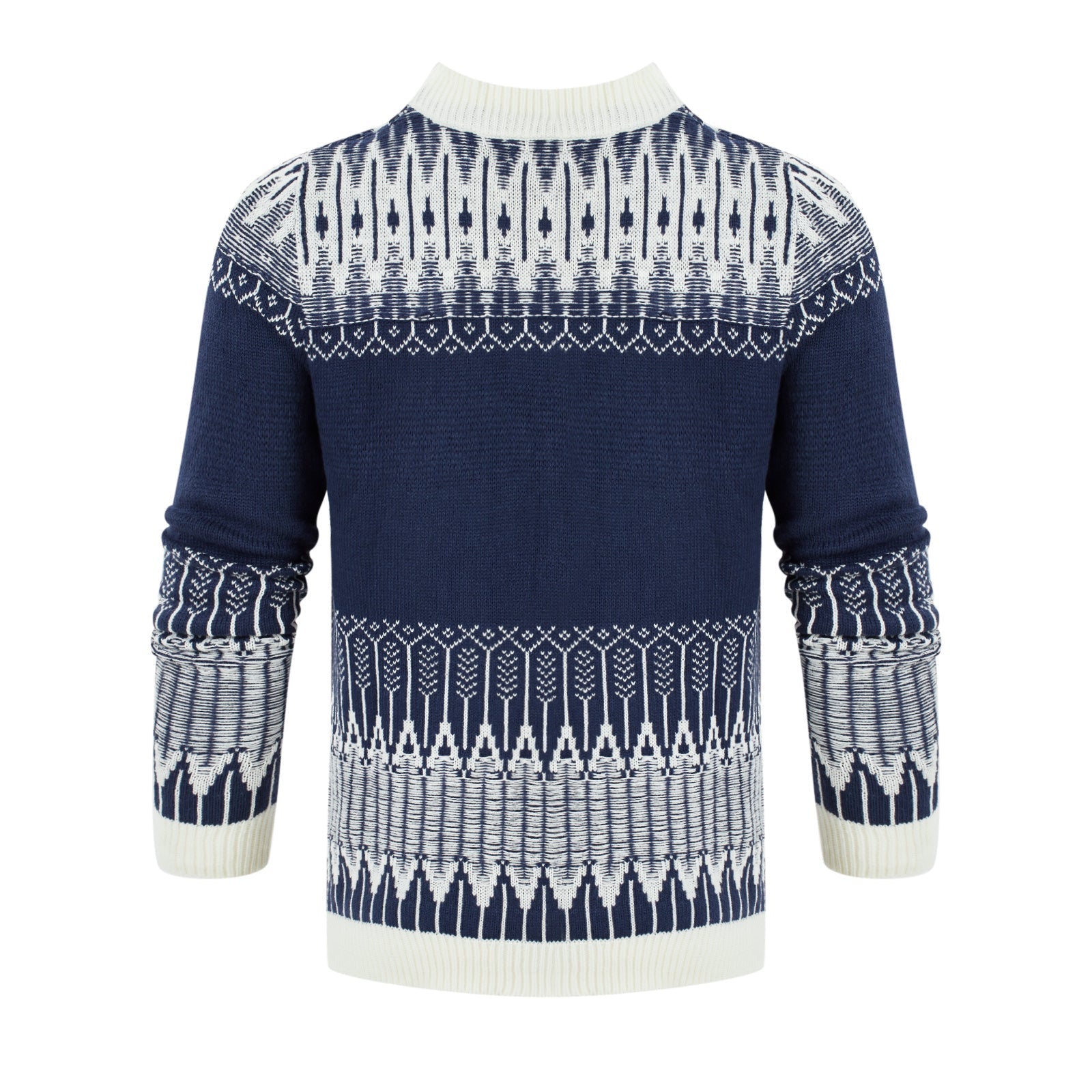 Men's Crewneck Pullover Sweater Unisex Fair Isle Long Sleeve Knitted Sweater