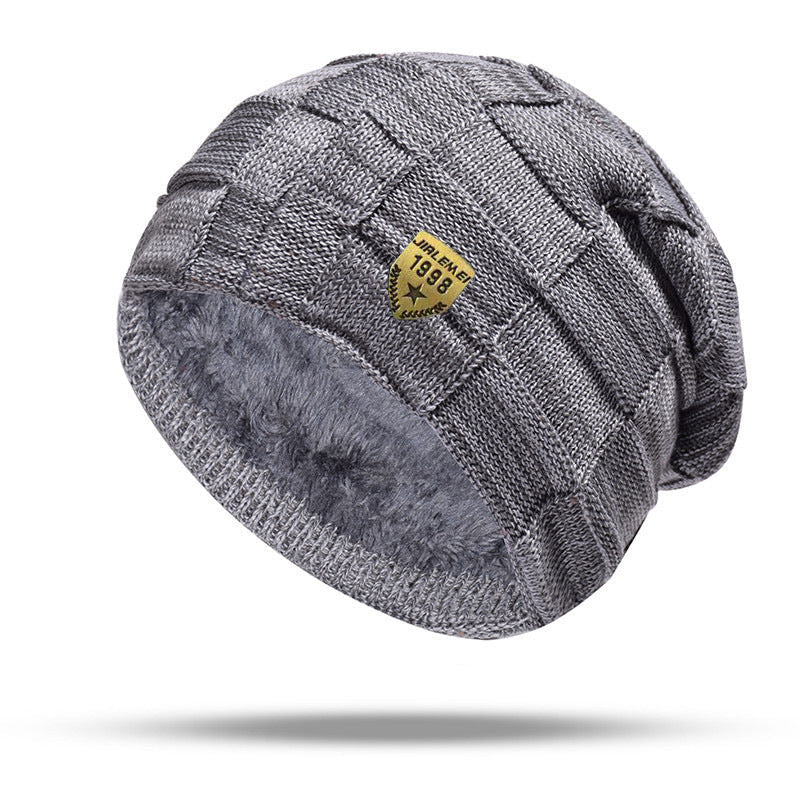 Leisure Warm Sleeve Cap Velvet-added Thickness Knitted Hat Pile Heap Cap