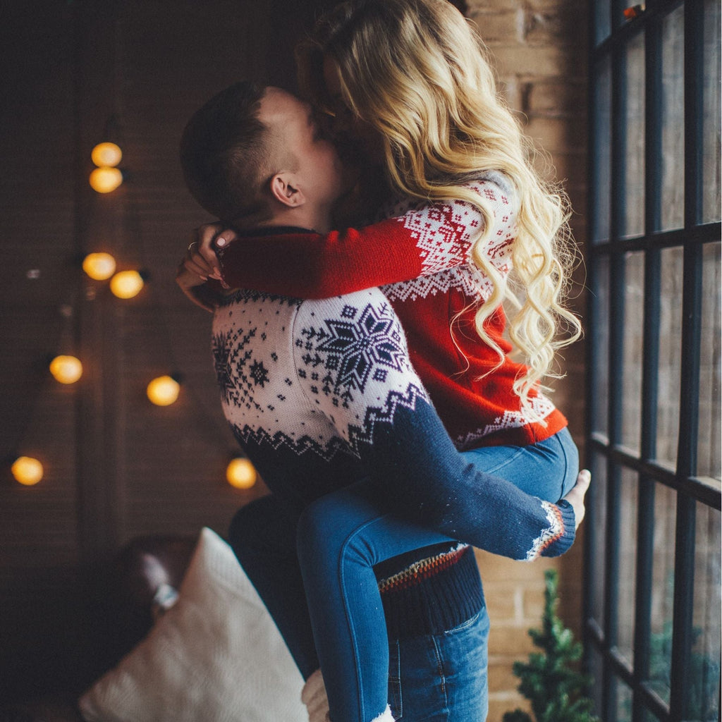 Loose High Neck Long Sleeve Couple Christmas Sweater