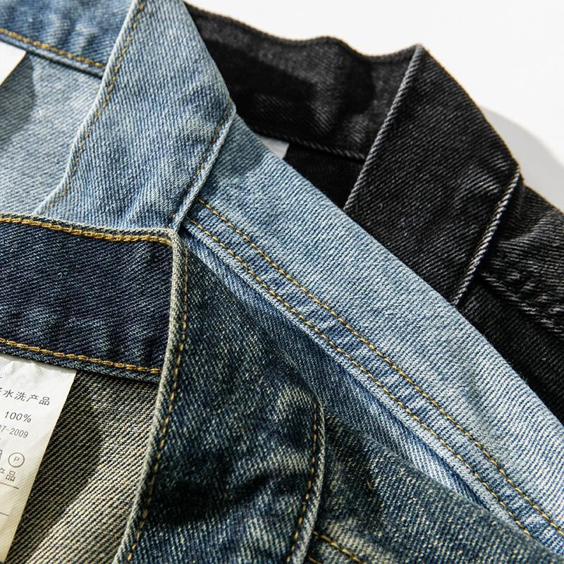 Japanese Style Vintage Denim Jacket Buckle New Chinese Style