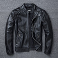 Men's Stand Collar Retro First Layer Cowhide Coat Jacket