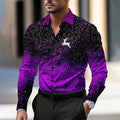 Multi-Color Gradient Christmas Men's Christmas Printed Shirt Long Sleeve