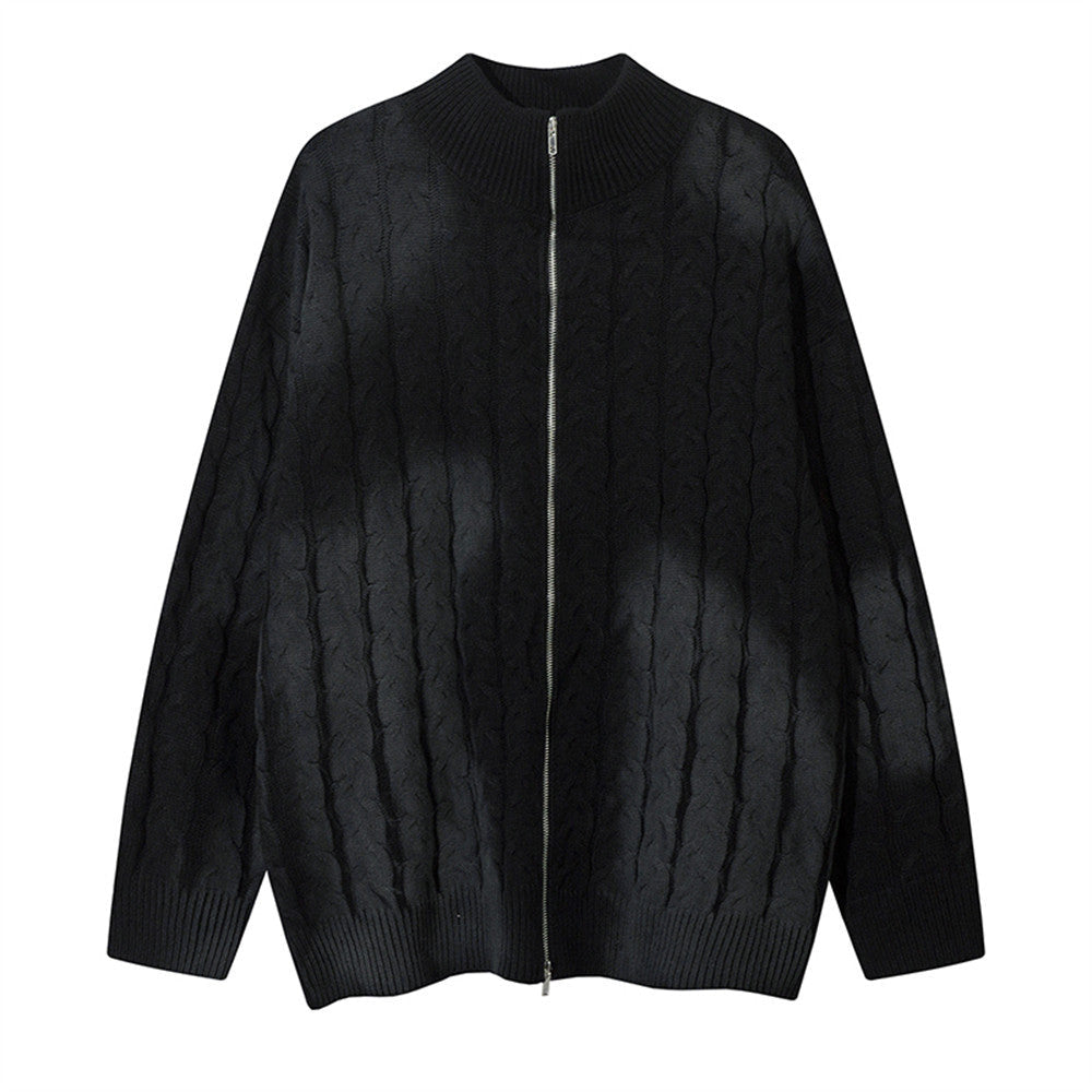 Spray Painting Old Dirty Sweater Coat Men's Lazy Design Sense