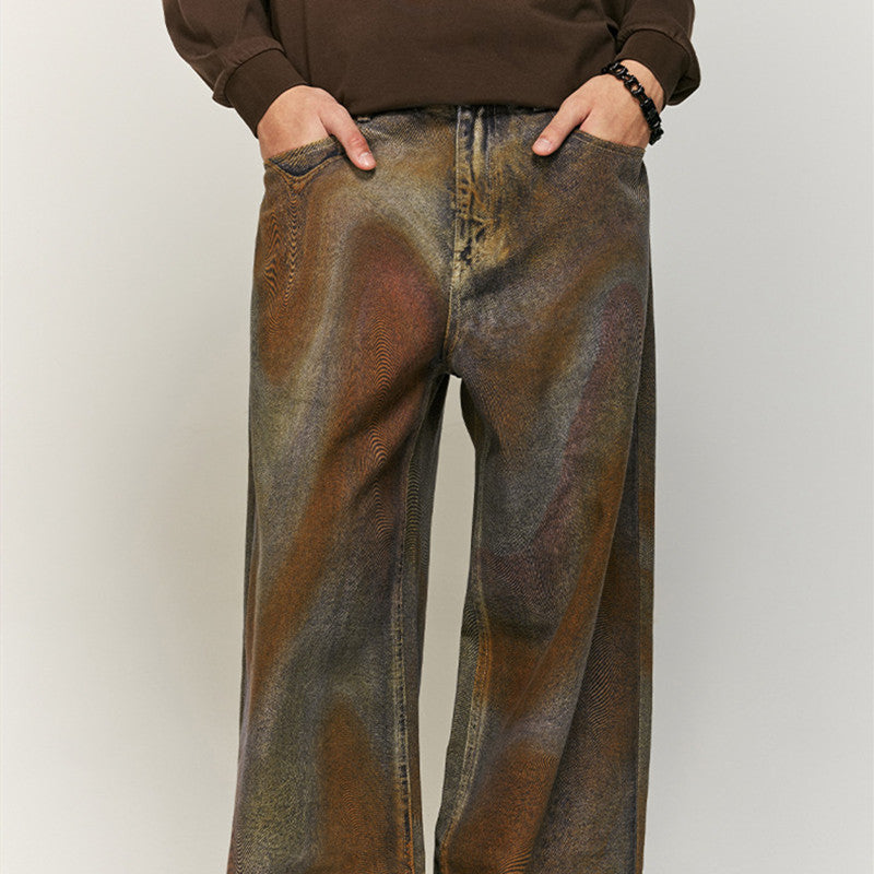 Men's Retro Blooming Digital Printing Jeans