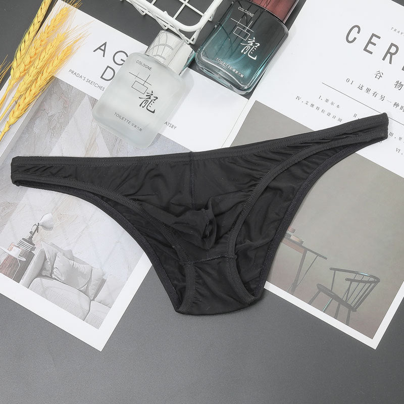 New Transparent Men's Briefs Low Waist Ice Silk Ultra-thin T-shaped